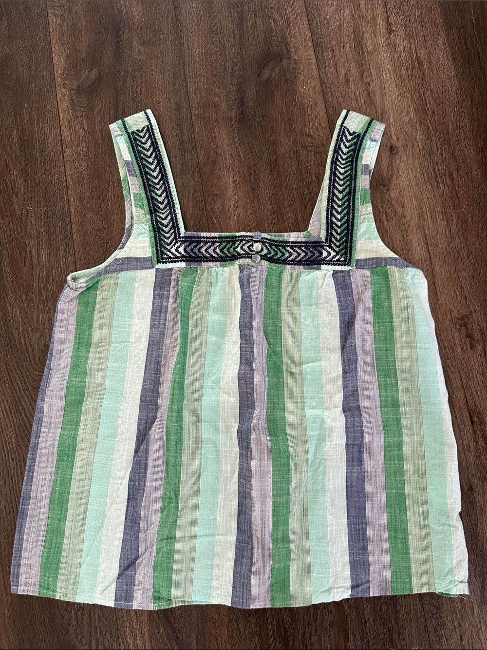 Lucky Brand Striped Sleeveless Tank - Green & Blue
